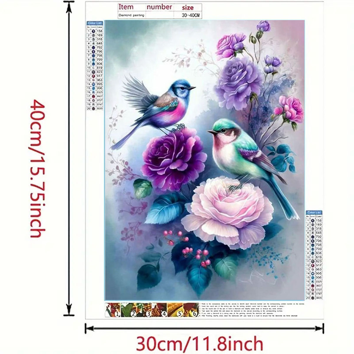 Home Fragrance Flowers - 1 set diamant schilderij met vogelzang