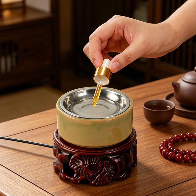 Home Fragrance Lamp - Keramische elektronische wierookbrander Ingebouwde LED-lichttimer Verstelbare