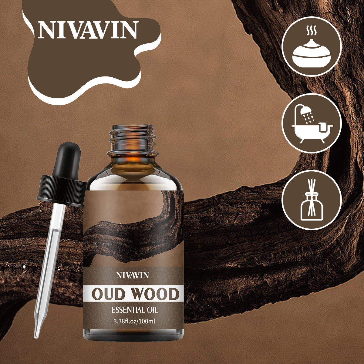 Home Fragrance Co - NIVAVIN30ml/60ml/100ml Blackwood etherische olie, pure natuurlijke