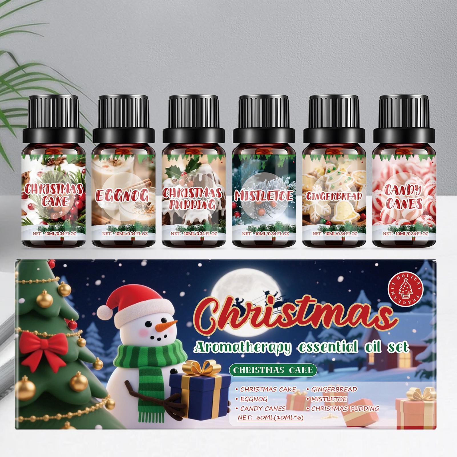 Xmas Home Fragrance - 6-delige kerstgeuroliën set voor aromatherapie diffuser