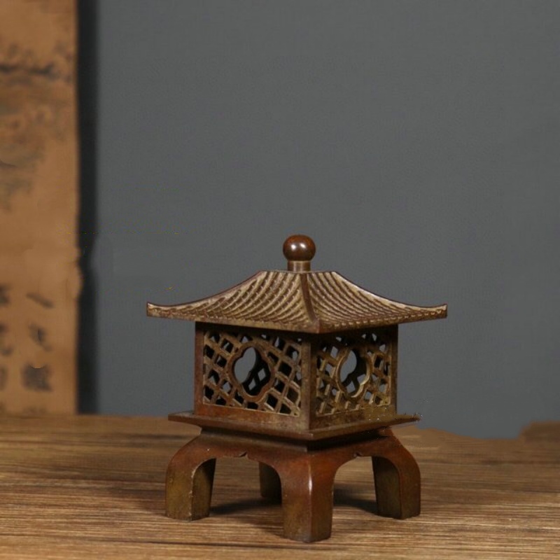 Home Fragrance Lamp - Antieke koperen holle paleislampentoren Geurstofkachel vierpotige